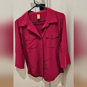 Lucy Raspberry Button-Up Blouse